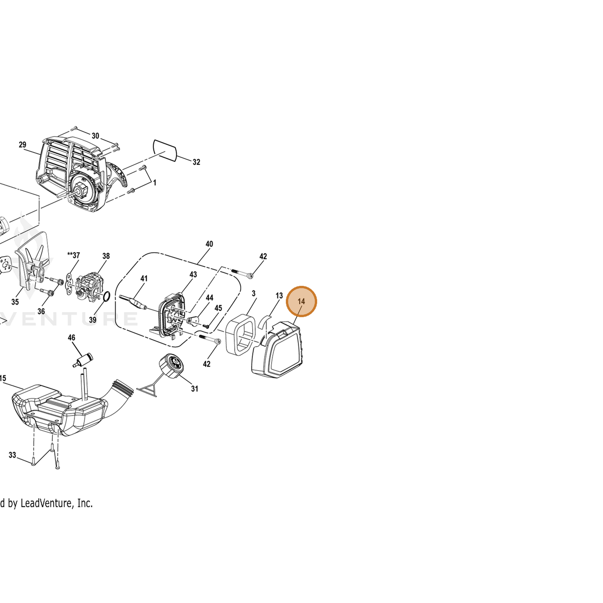 Echo part YH479001050 — IPL diagram snippet (6x zoom, amber highlight)