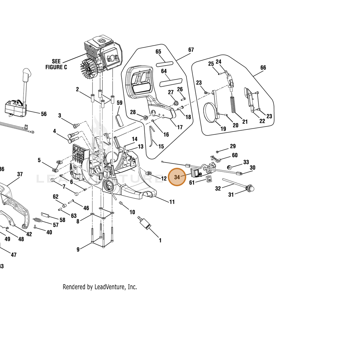 Echo part YH479001210 — IPL diagram snippet (6x zoom, amber highlight)
