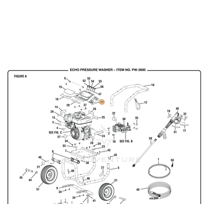 ECHO part YH479001370 — IPL diagram snippet (6x zoom, amber highlight)