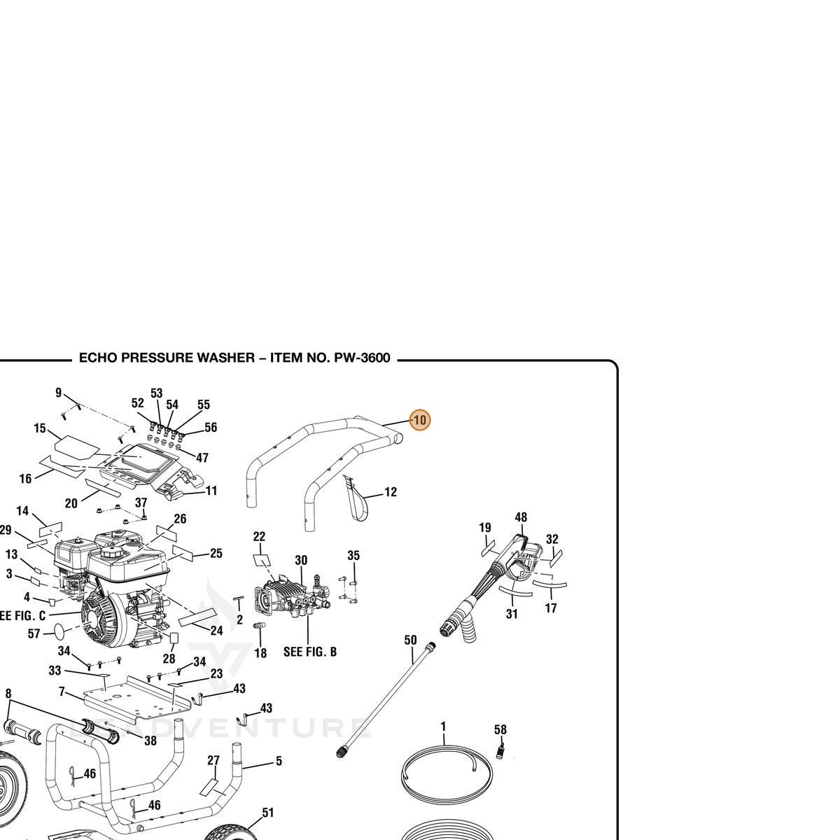 ECHO part YH479001400 — IPL diagram snippet (6x zoom, amber highlight)