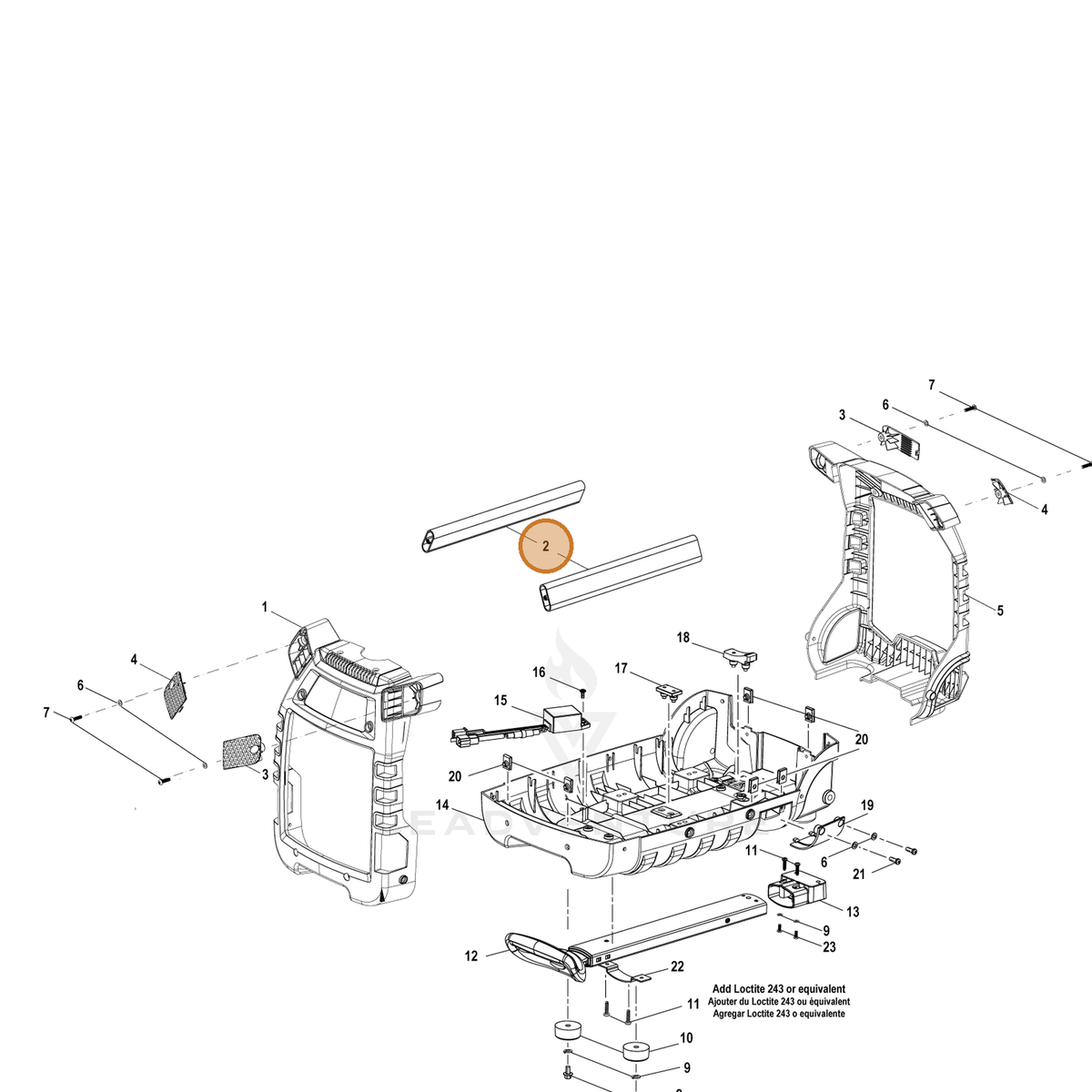 ECHO part YH479001460 — IPL diagram snippet (6x zoom, amber highlight)