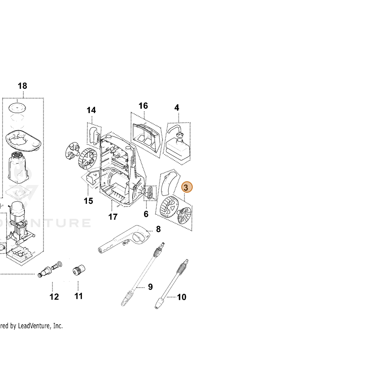 ECHO part YH479001480 — IPL diagram snippet (6x zoom, amber highlight)