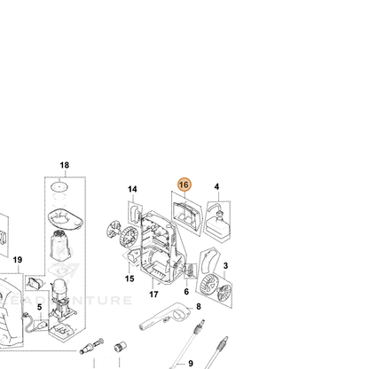 ECHO part YH479001490 — IPL diagram snippet (6x zoom, amber highlight)