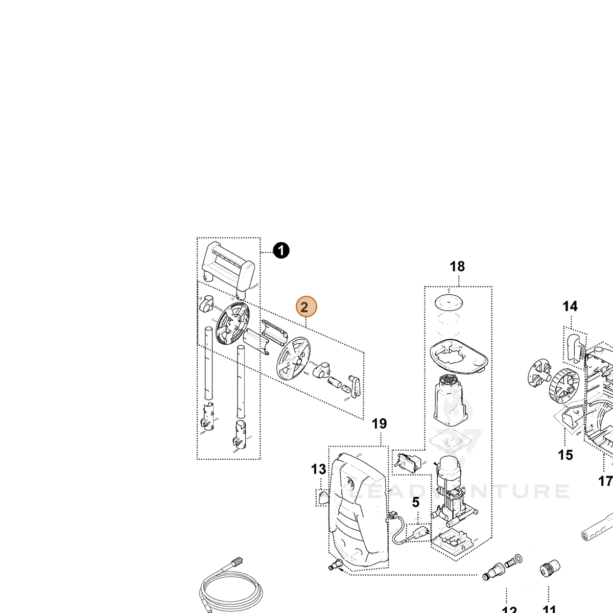 ECHO part YH479001500 — IPL diagram snippet (6x zoom, amber highlight)