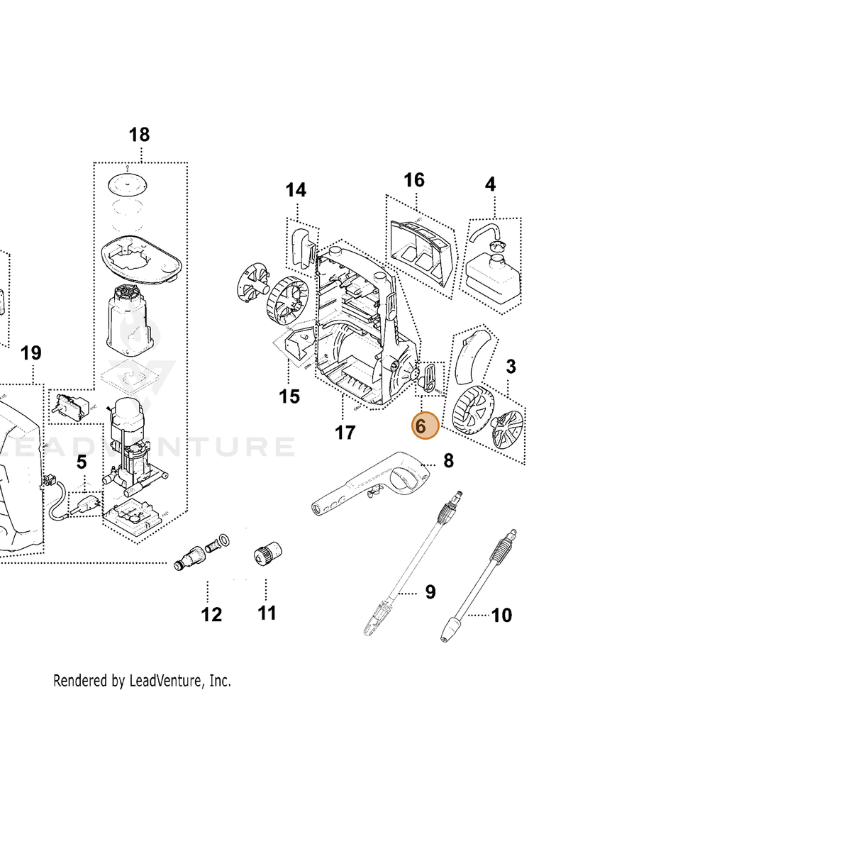 ECHO part YH479001510 — IPL diagram snippet (6x zoom, amber highlight)