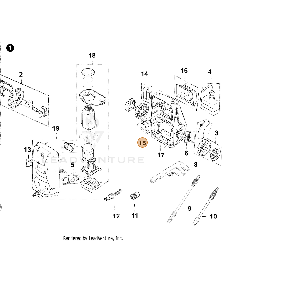 ECHO part YH479001550 — IPL diagram snippet (6x zoom, amber highlight)