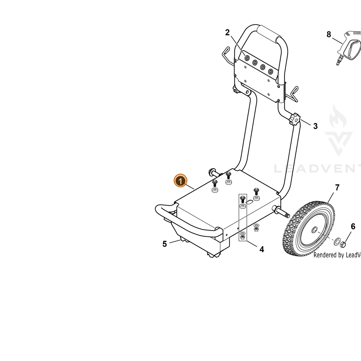 ECHO part YH479001590 — IPL diagram snippet (6x zoom, amber highlight)