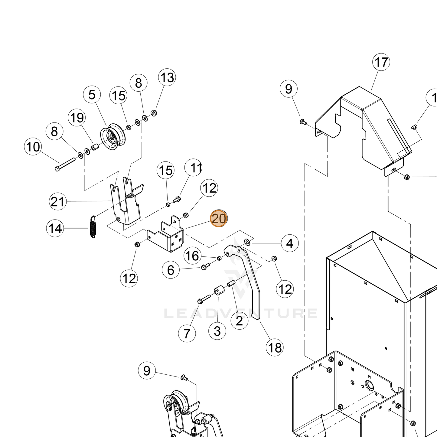 ECHO part YH479001600 — IPL diagram snippet (6x zoom, amber highlight)