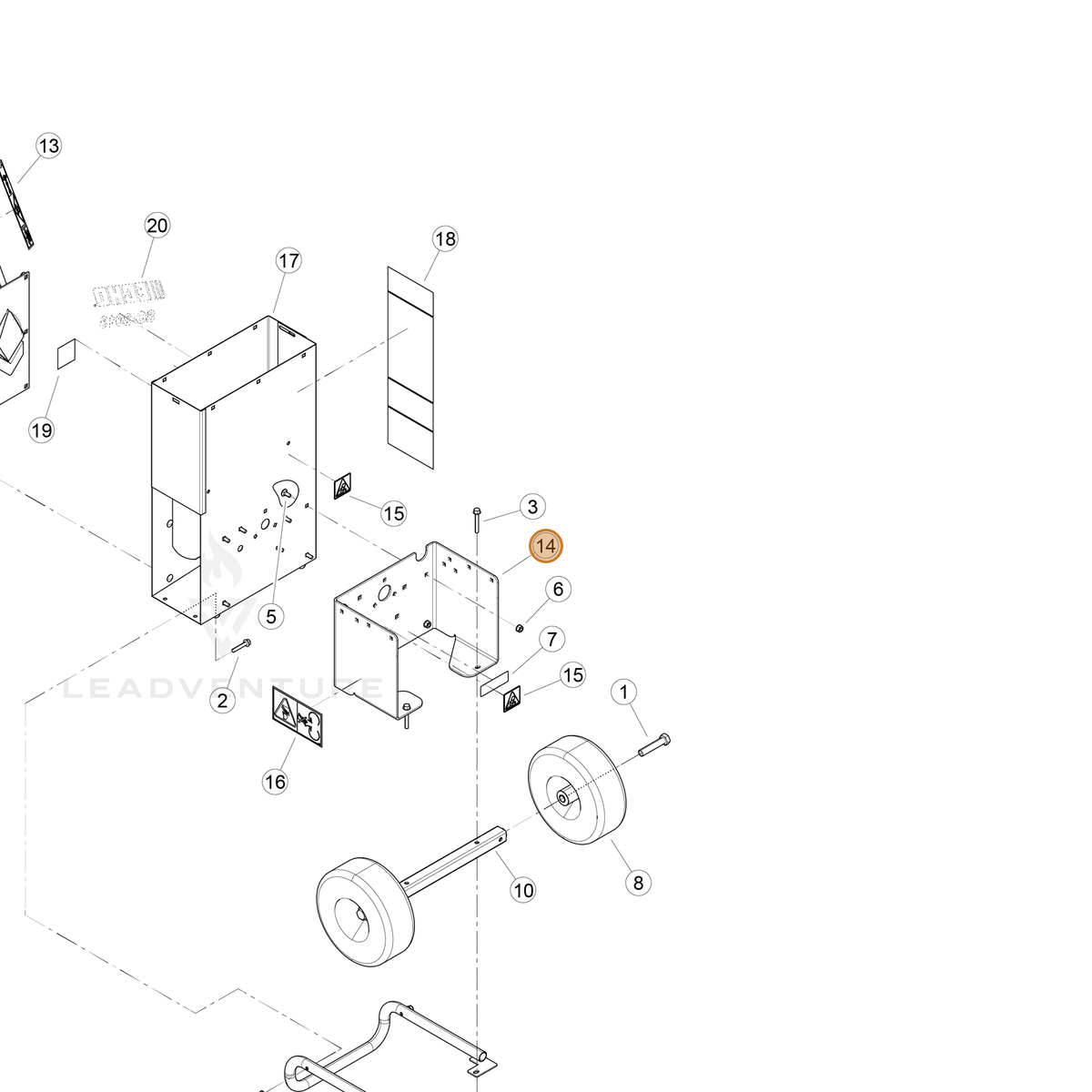 ECHO part YH479001630 — IPL diagram snippet (6x zoom, amber highlight)
