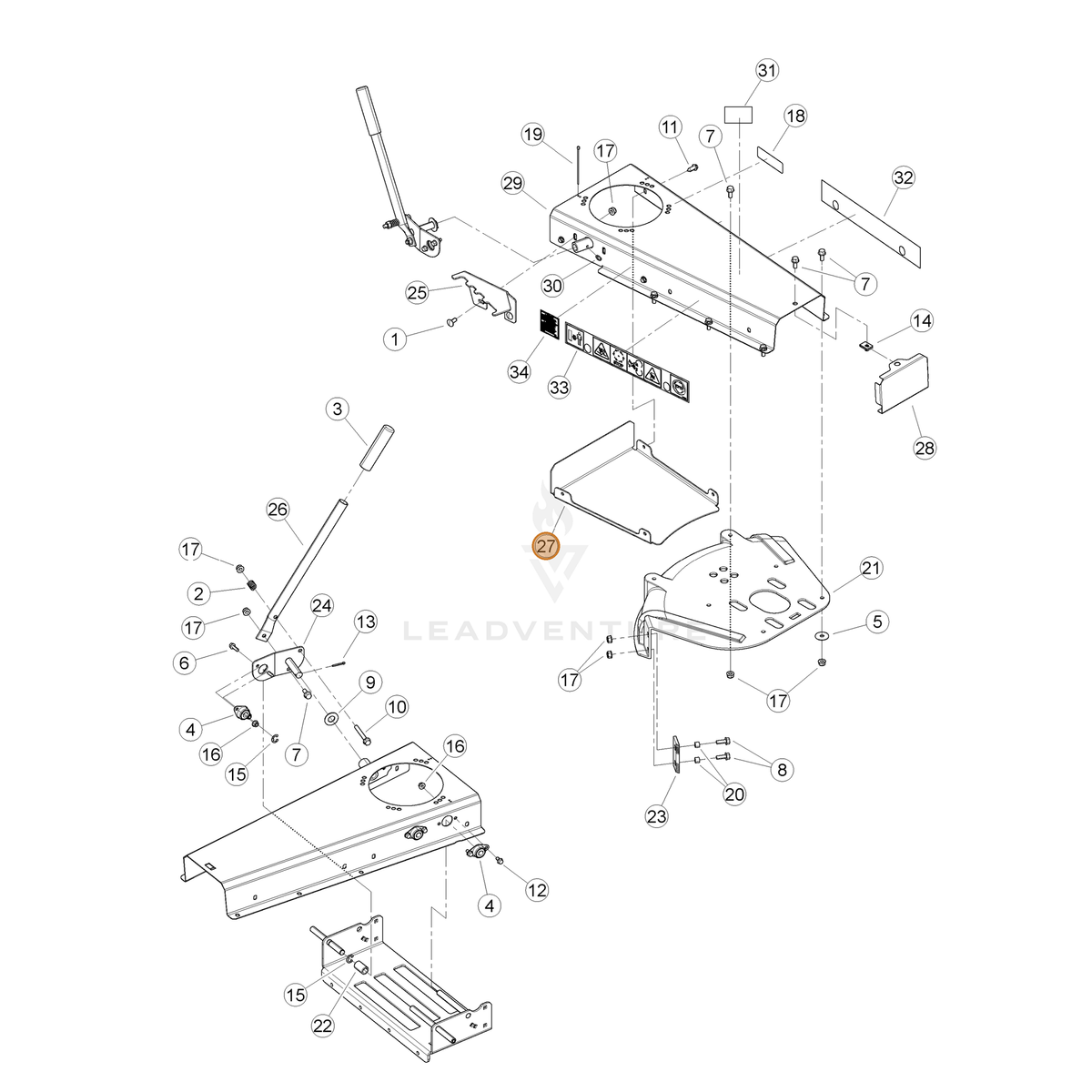 ECHO part YH479001680 — IPL diagram snippet (6x zoom, amber highlight)