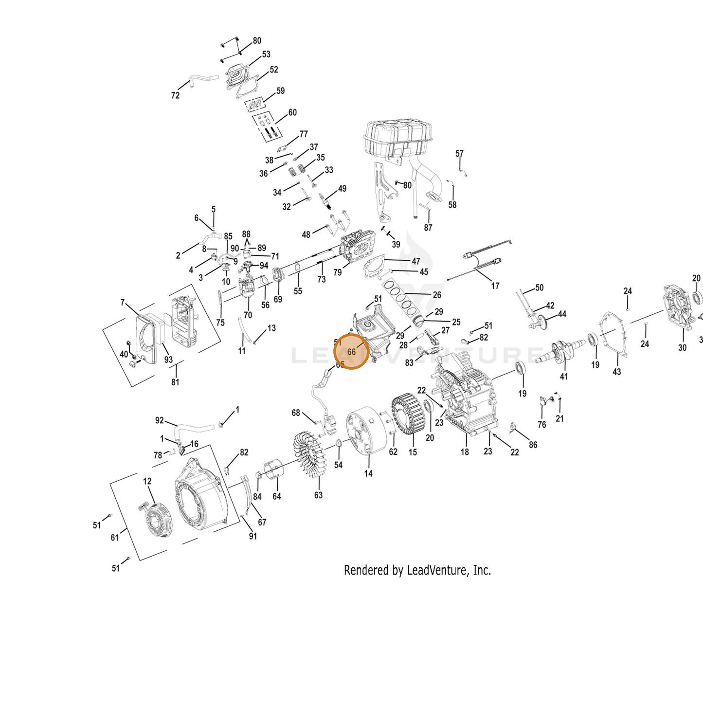 ECHO part YH479001780 — IPL diagram snippet (6x zoom, amber highlight)