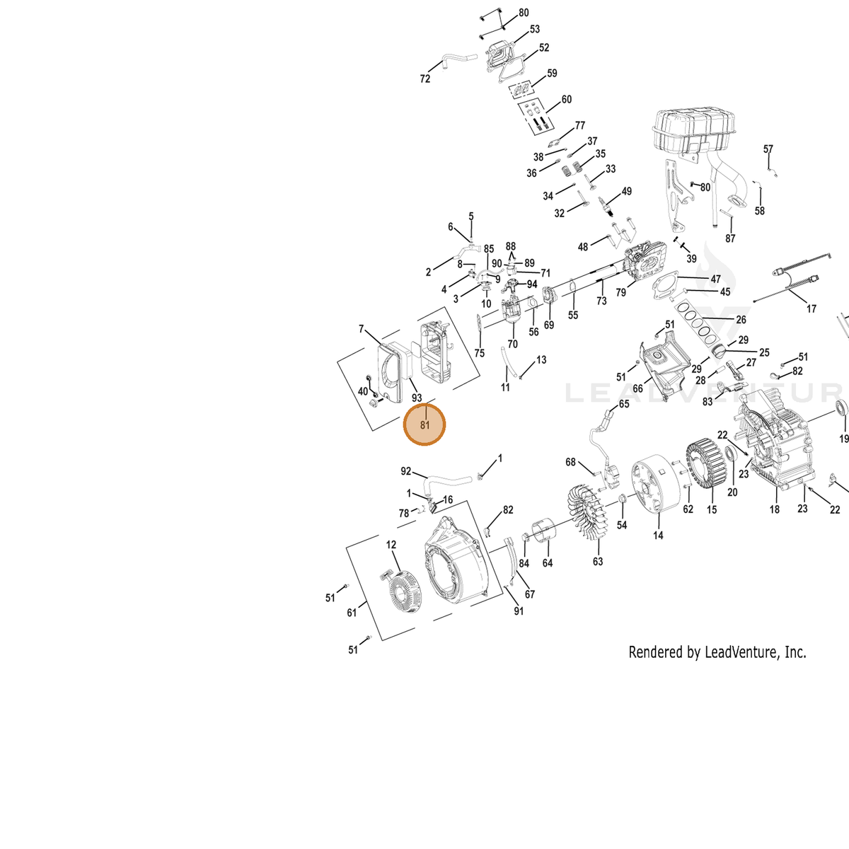 ECHO part YH479001800 — IPL diagram snippet (6x zoom, amber highlight)