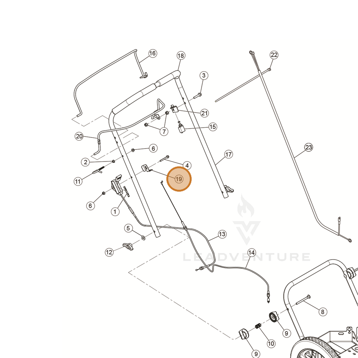 ECHO part YH479001900 — IPL diagram snippet (6x zoom, amber highlight)