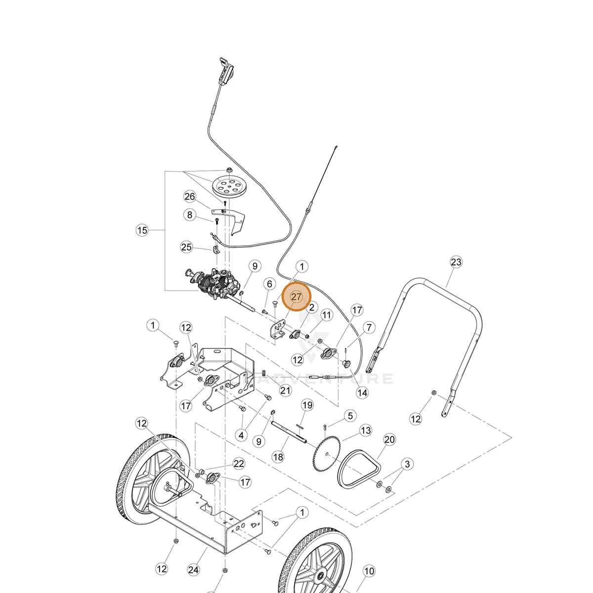 ECHO part YH479001910 — IPL diagram snippet (6x zoom, amber highlight)
