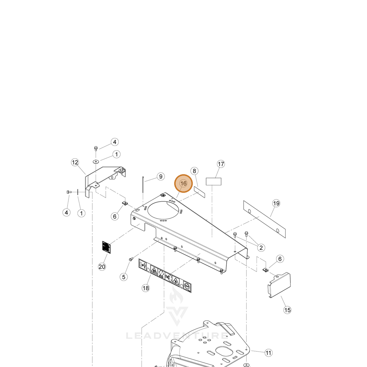 ECHO part YH479001950 — IPL diagram snippet (6x zoom, amber highlight)