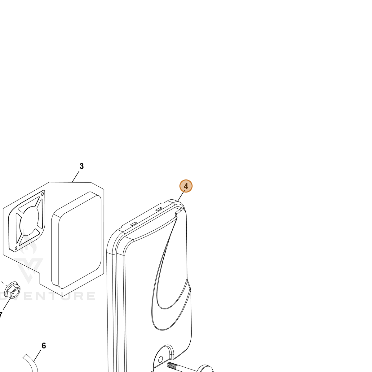 ECHO part YH479001980 — IPL diagram snippet (6x zoom, amber highlight)