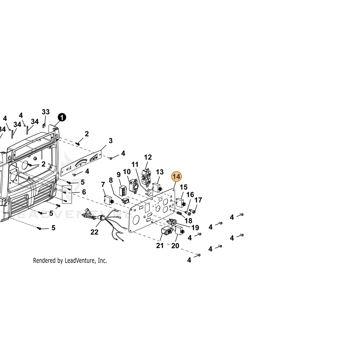 ECHO part YH479002040 — IPL diagram snippet (6x zoom, amber highlight)