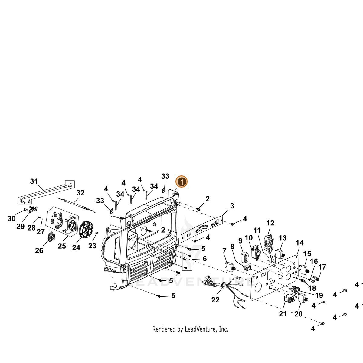 ECHO part YH479002050 — IPL diagram snippet (6x zoom, amber highlight)