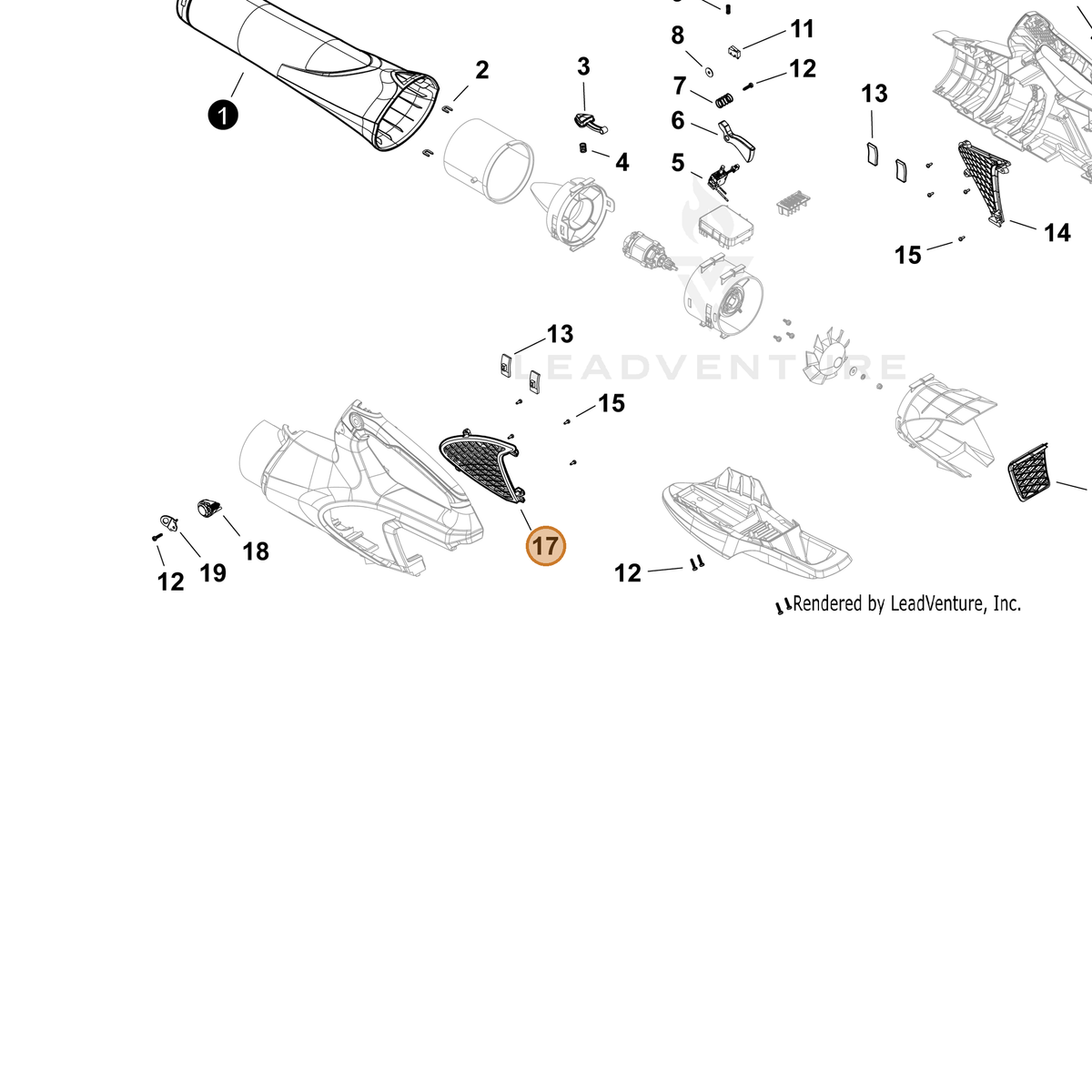 ECHO part YH479002360 — IPL diagram snippet (6x zoom, amber highlight)