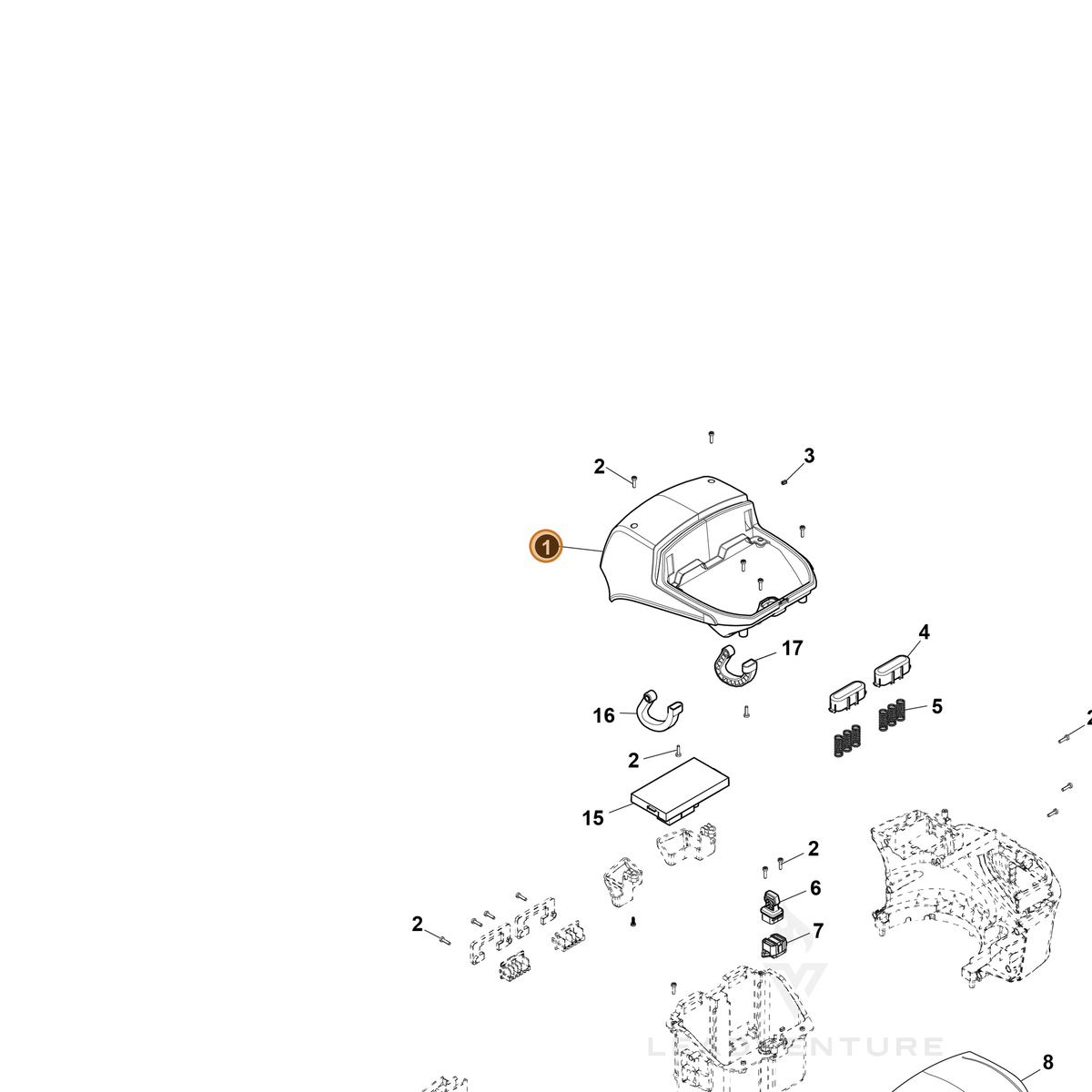 ECHO part YH479002440 — IPL diagram snippet (6x zoom, amber highlight)