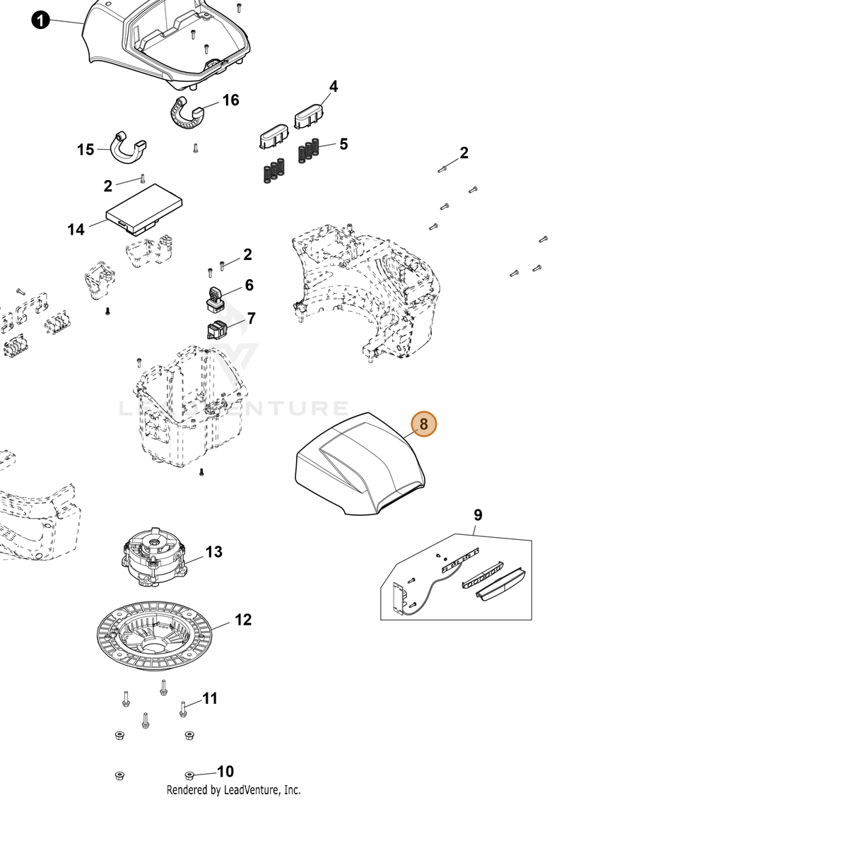 ECHO part YH479002450 — IPL diagram snippet (6x zoom, amber highlight)