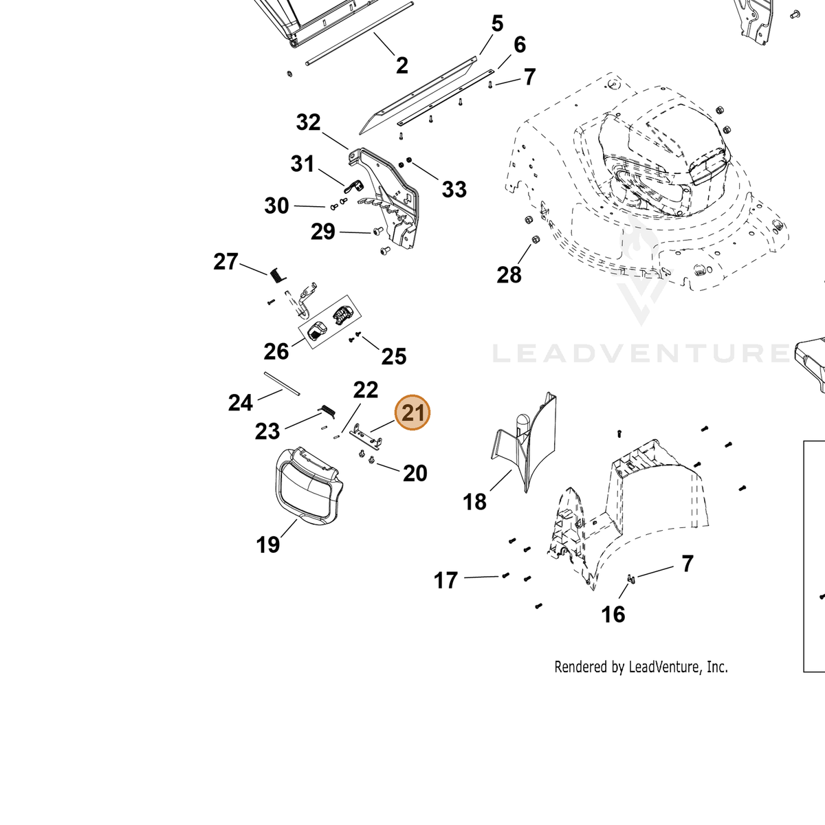 ECHO part YH479002540 — IPL diagram snippet (6x zoom, amber highlight)