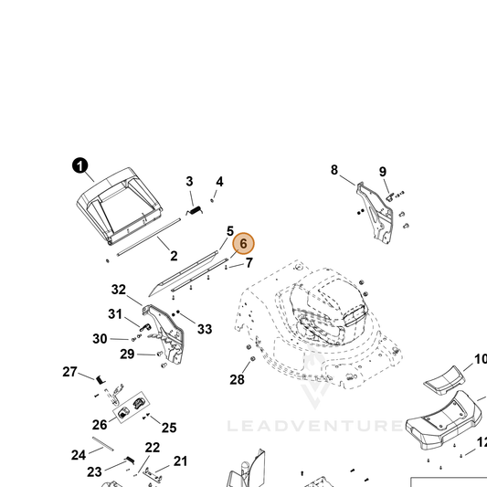 ECHO part YH479002560 — IPL diagram snippet (6x zoom, amber highlight)