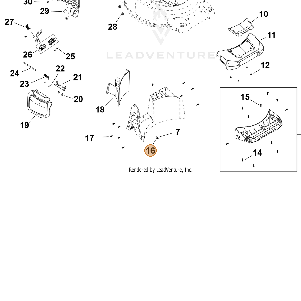 ECHO part YH479002580 — IPL diagram snippet (6x zoom, amber highlight)