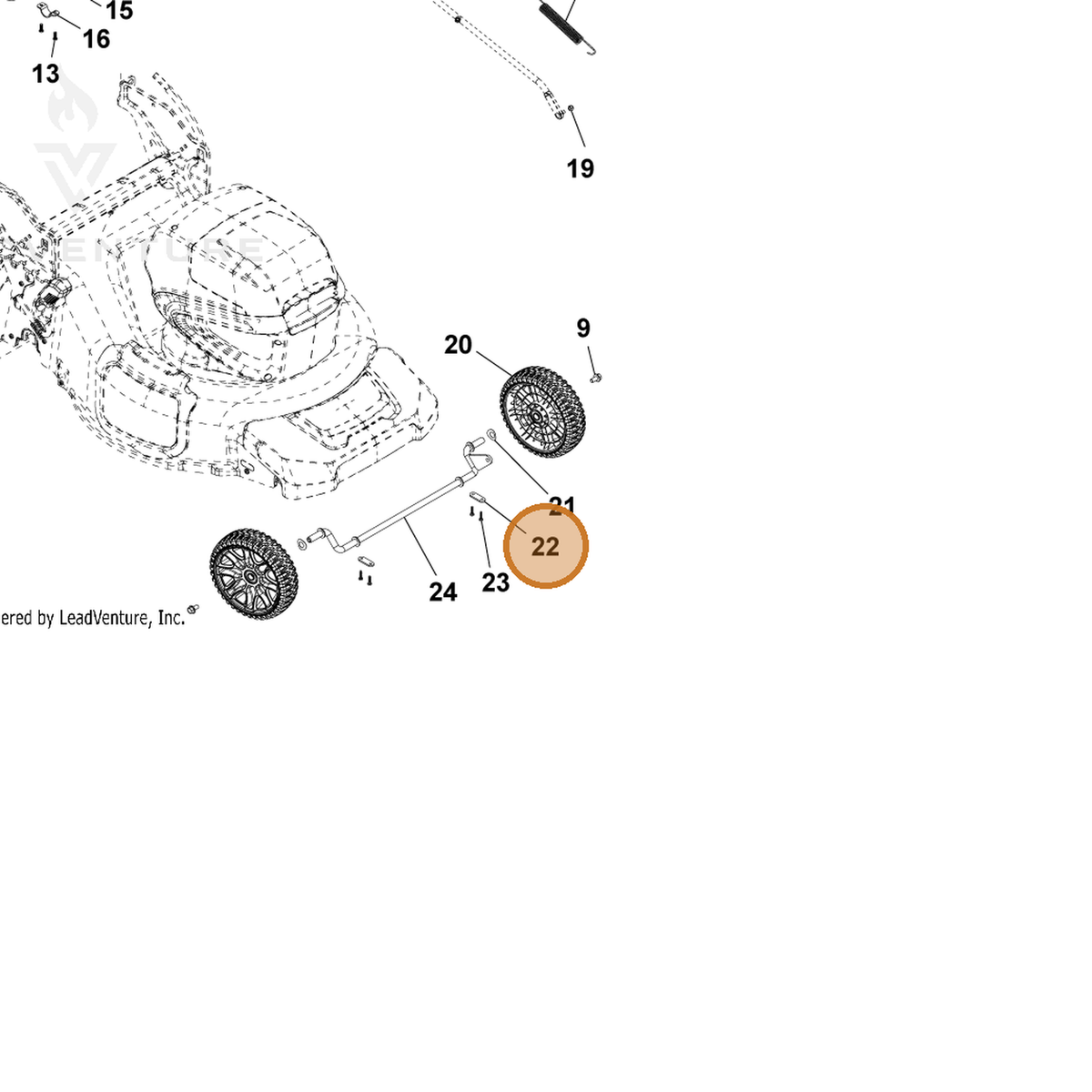 ECHO part YH479002590 — IPL diagram snippet (6x zoom, amber highlight)