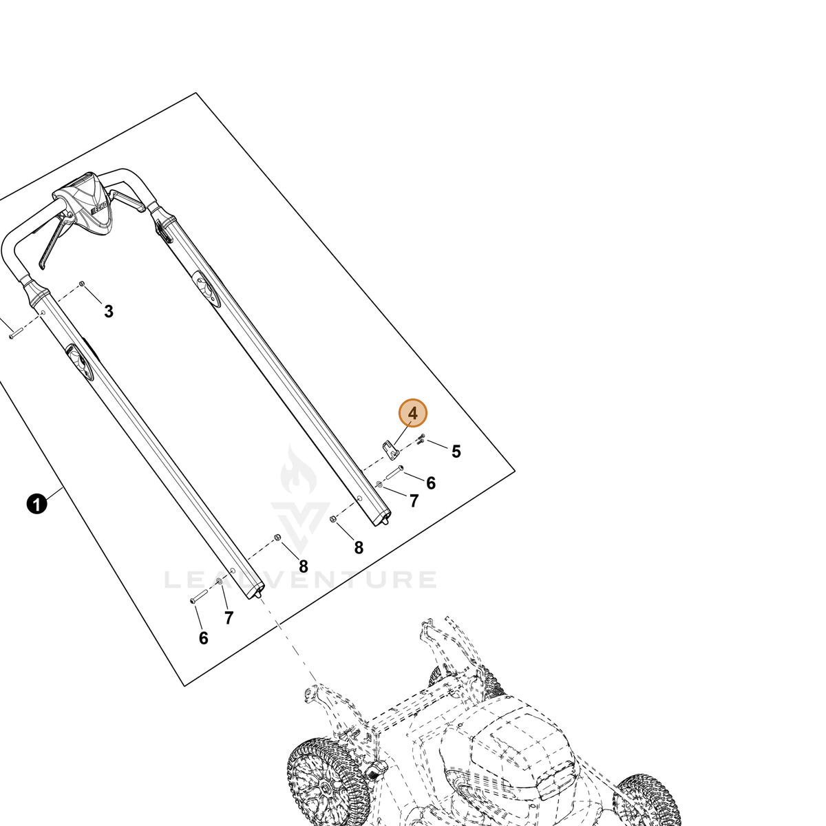 ECHO part YH479002790 — IPL diagram snippet (6x zoom, amber highlight)