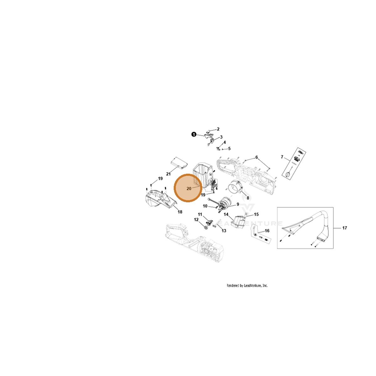 ECHO part YH479002810 — IPL diagram snippet (6x zoom, amber highlight)