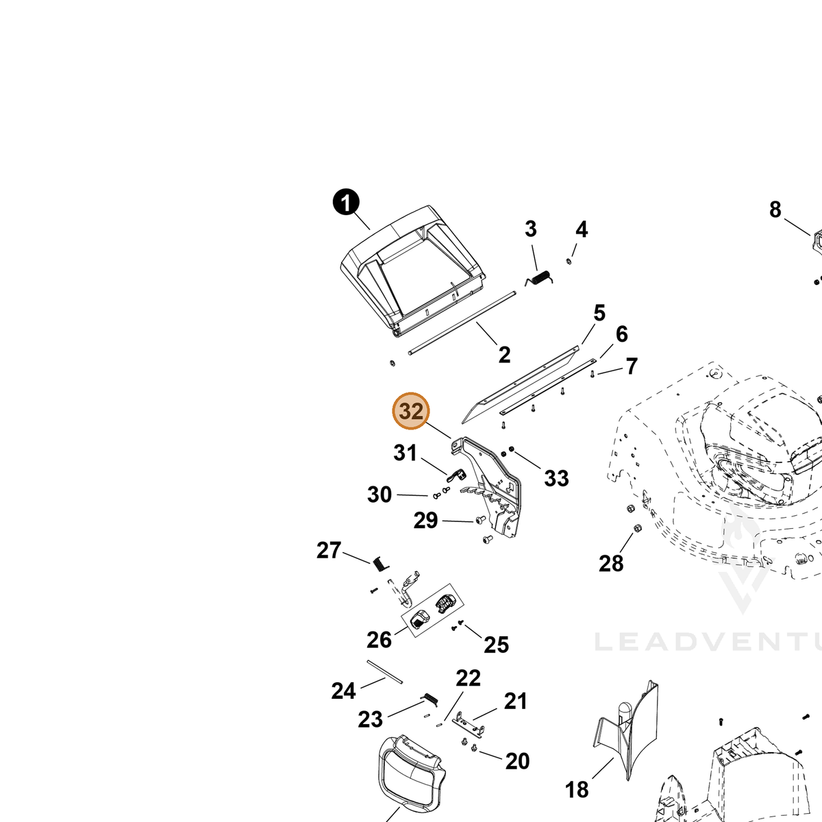 ECHO part YH479002840 — IPL diagram snippet (6x zoom, amber highlight)