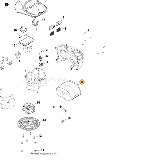 ECHO part YH479002880 — IPL diagram snippet (6x zoom, amber highlight)
