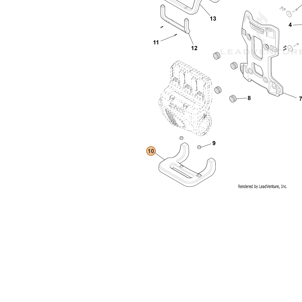 ECHO part YH479002940 — IPL diagram snippet (6x zoom, amber highlight)