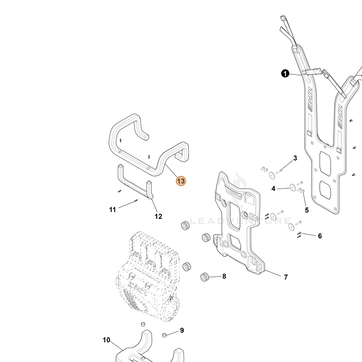 ECHO part YH479002950 — IPL diagram snippet (6x zoom, amber highlight)