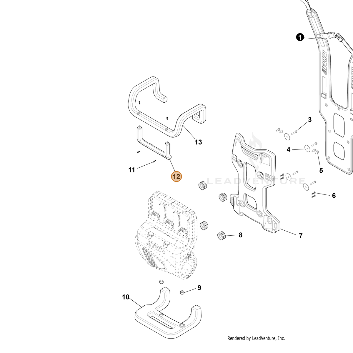 ECHO part YH479002960 — IPL diagram snippet (6x zoom, amber highlight)