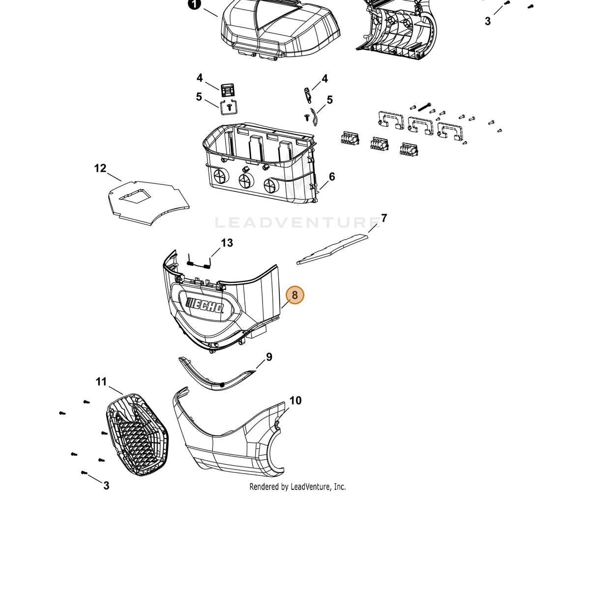 Echo part YH479003340 — IPL diagram snippet (6x zoom, amber highlight)