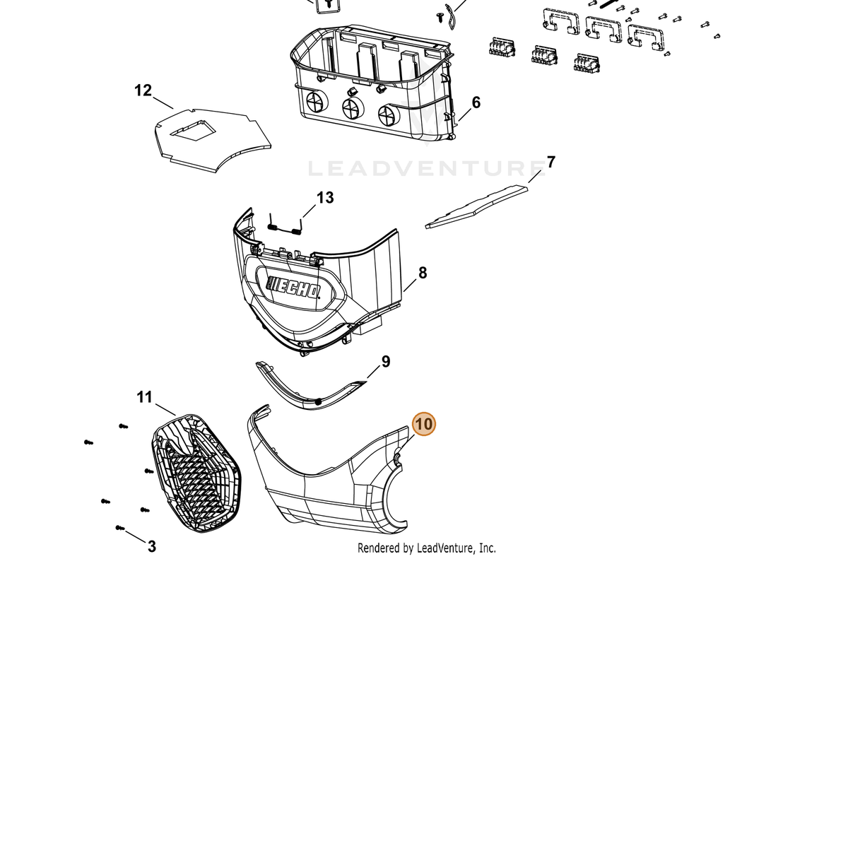 Echo part YH479003350 — IPL diagram snippet (6x zoom, amber highlight)