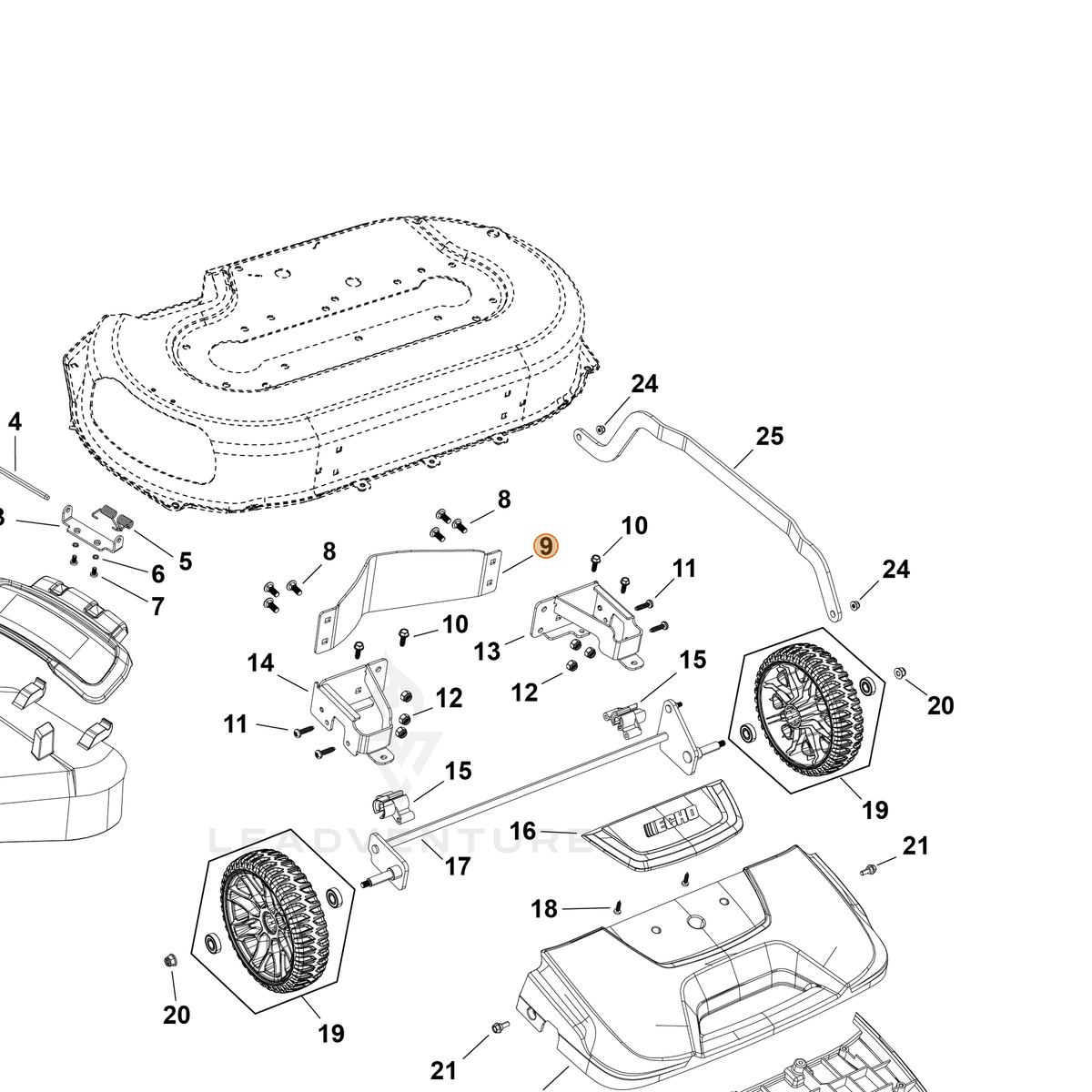 Echo part YH479003460 — IPL diagram snippet (6x zoom, amber highlight)