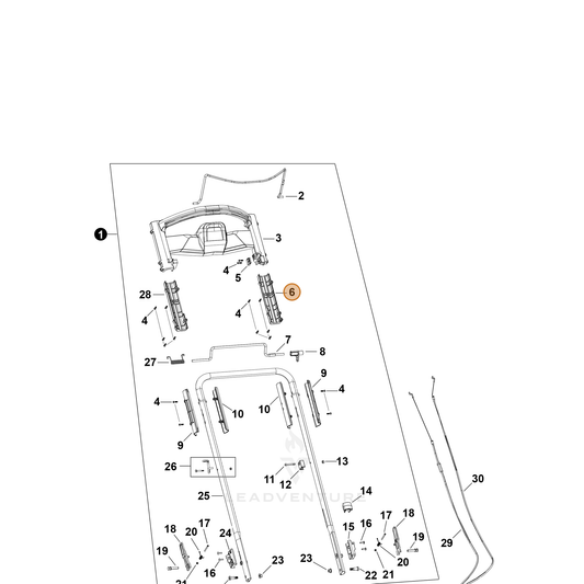 Echo part YH479003530 — IPL diagram snippet (6x zoom, amber highlight)