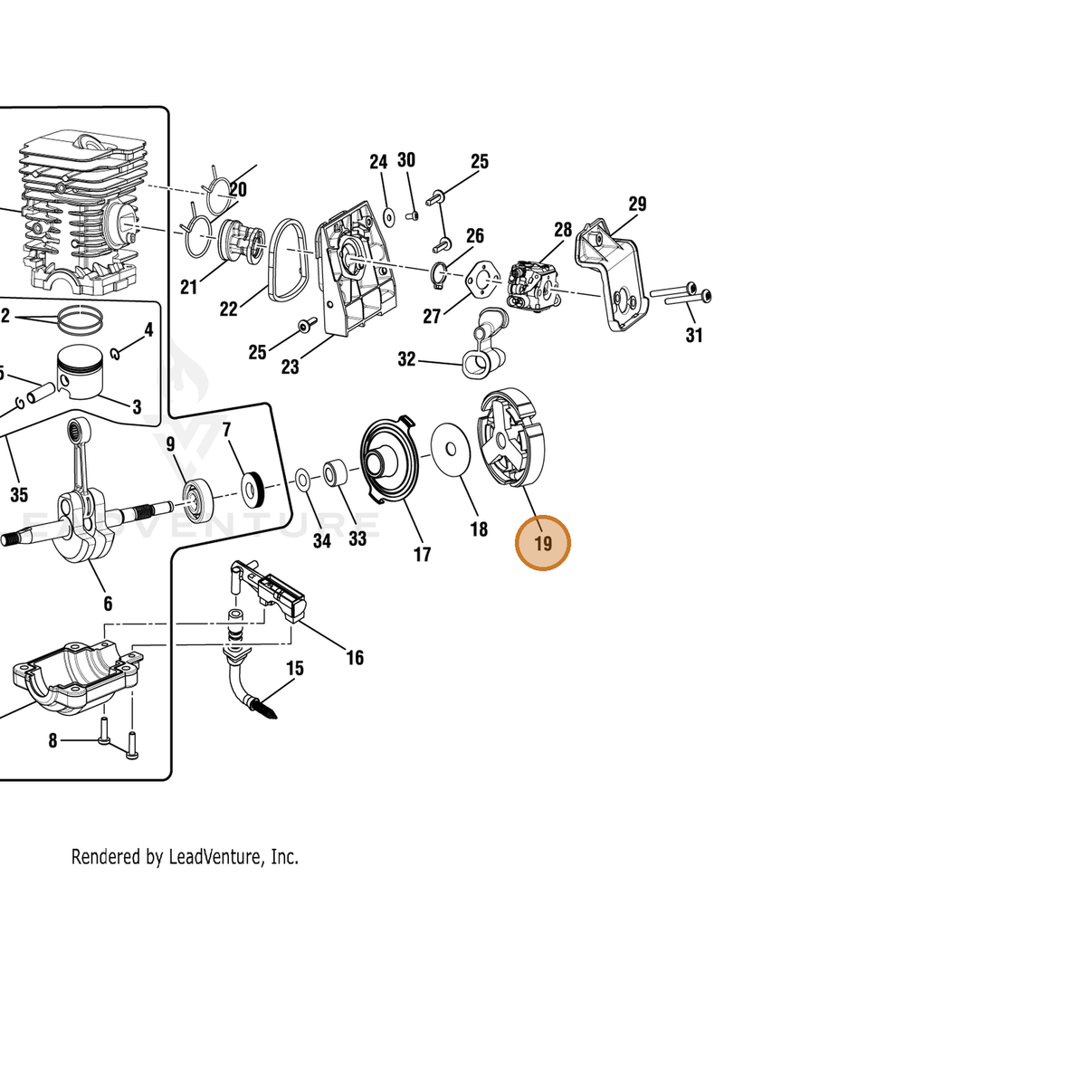 Echo part YH480000050 — IPL diagram snippet (6x zoom, amber highlight)