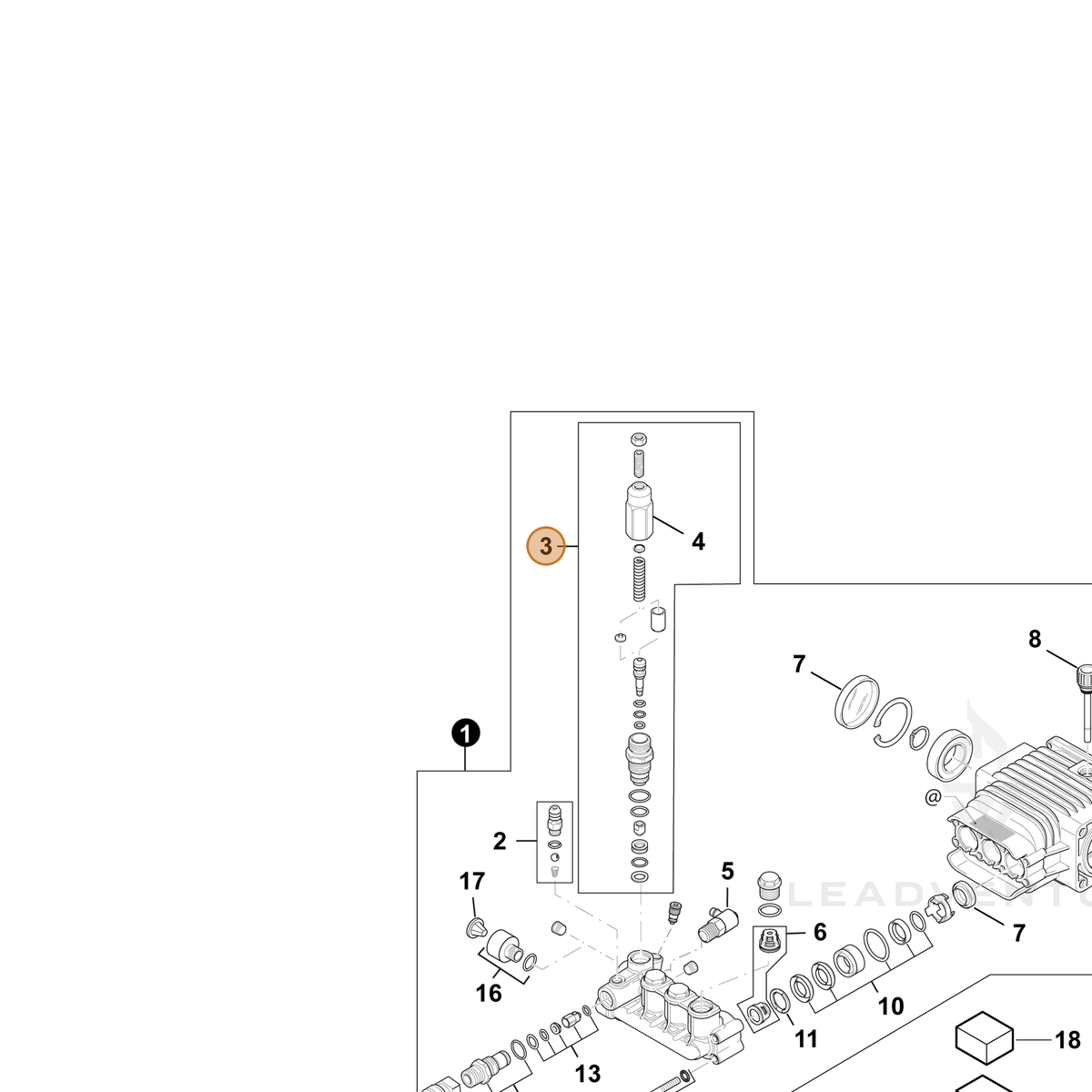 ECHO part YH482000000 — IPL diagram snippet (6x zoom, amber highlight)