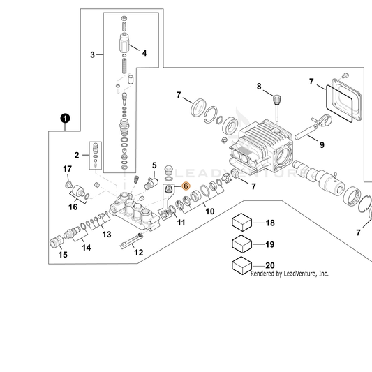 ECHO part YH482000020 — IPL diagram snippet (6x zoom, amber highlight)