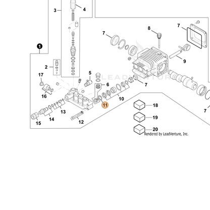 ECHO part YH482000070 — IPL diagram snippet (6x zoom, amber highlight)