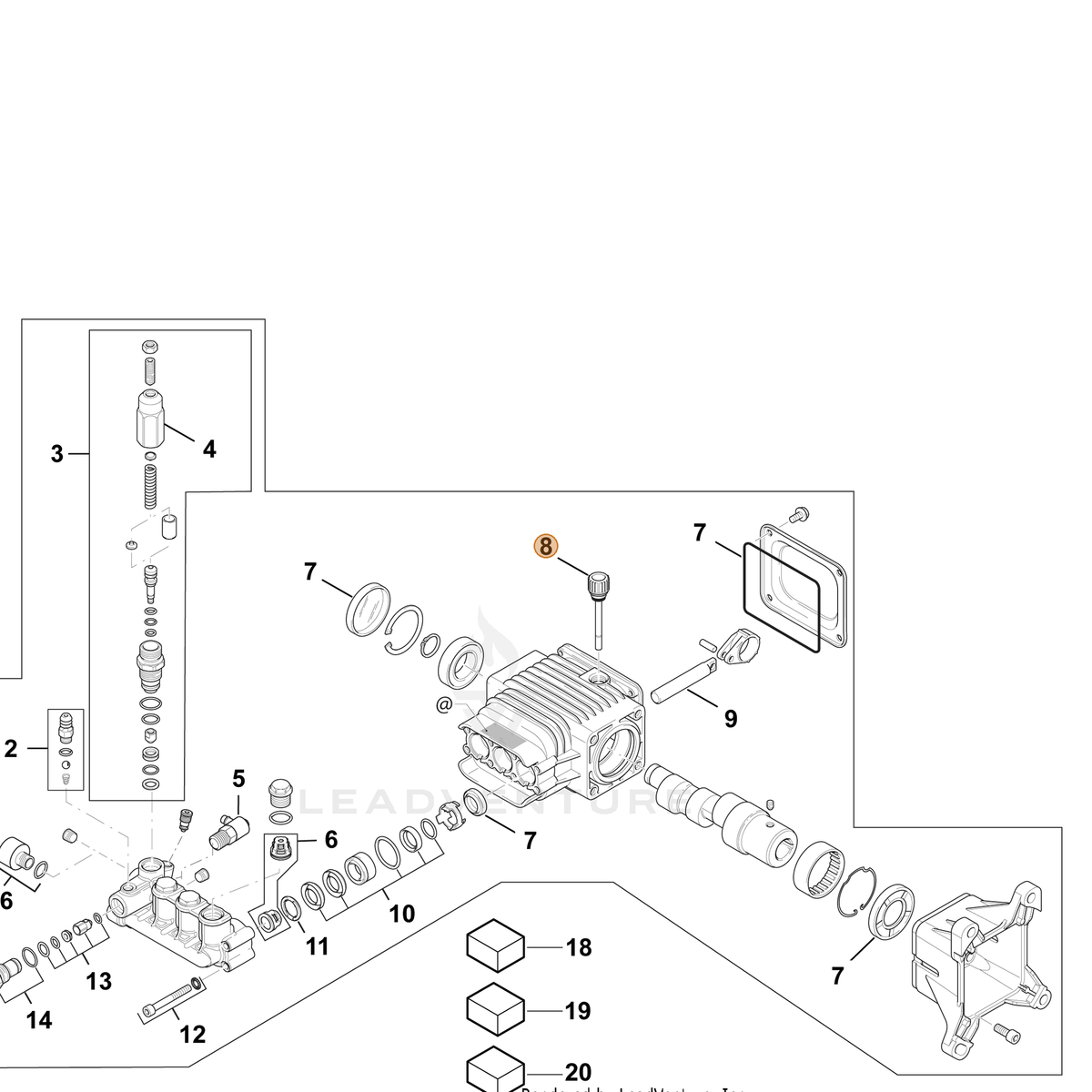 ECHO part YH482000130 — IPL diagram snippet (6x zoom, amber highlight)