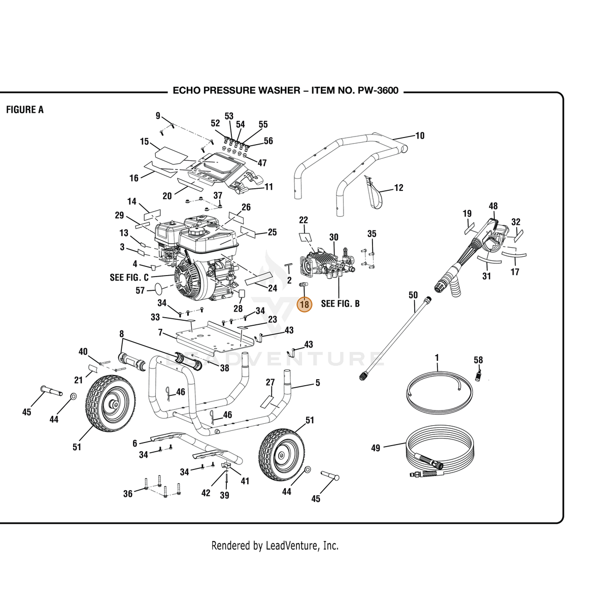 ECHO part YH482000160 — IPL diagram snippet (6x zoom, amber highlight)