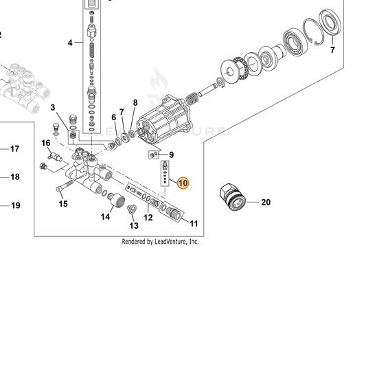 ECHO part YH482000200 — IPL diagram snippet (6x zoom, amber highlight)