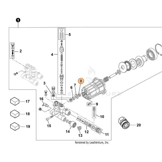 ECHO part YH482000220 — IPL diagram snippet (6x zoom, amber highlight)