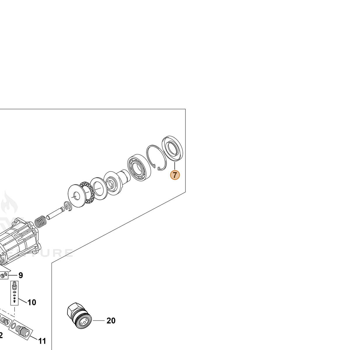 ECHO part YH482000240 — IPL diagram snippet (6x zoom, amber highlight)