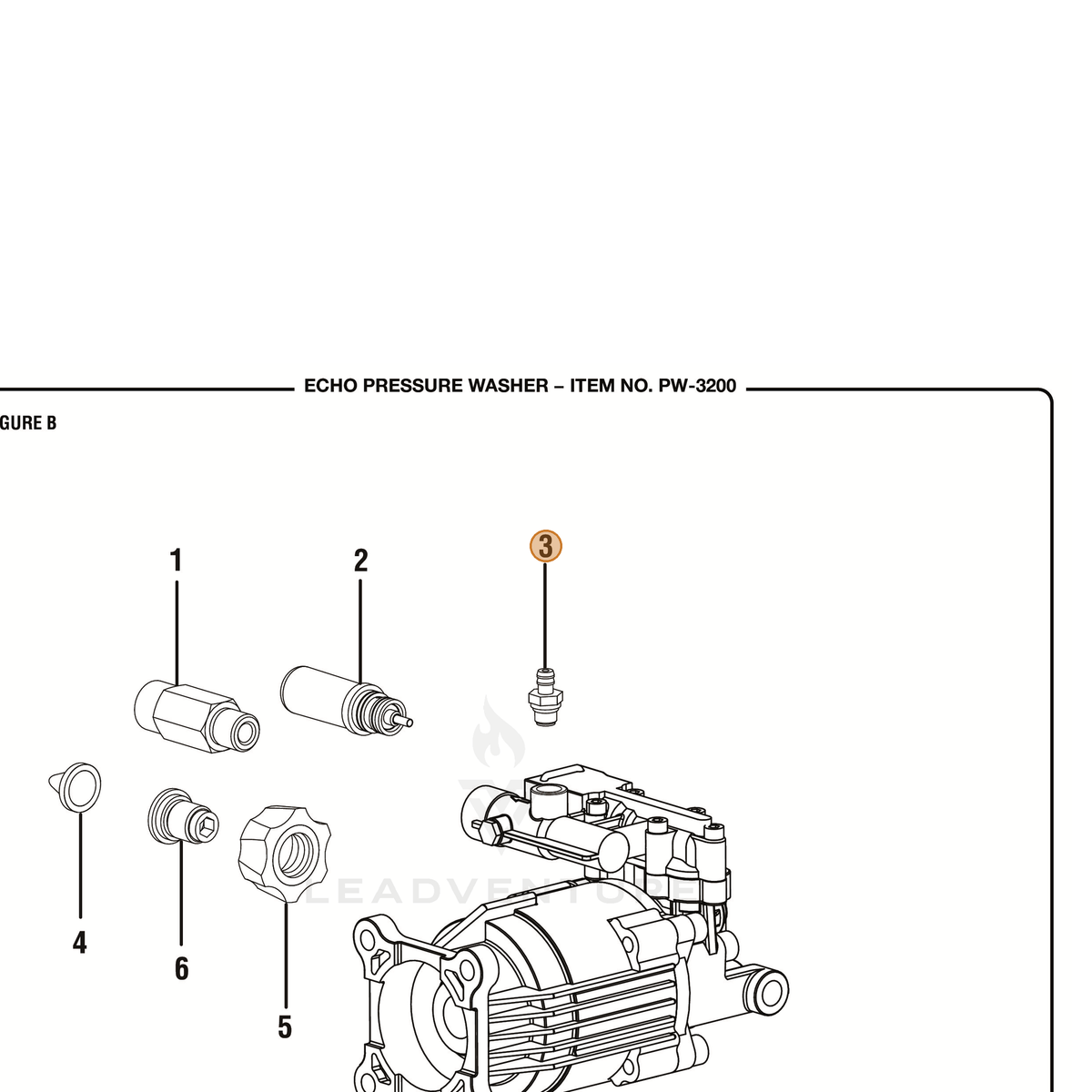 ECHO part YH482000250 — IPL diagram snippet (6x zoom, amber highlight)